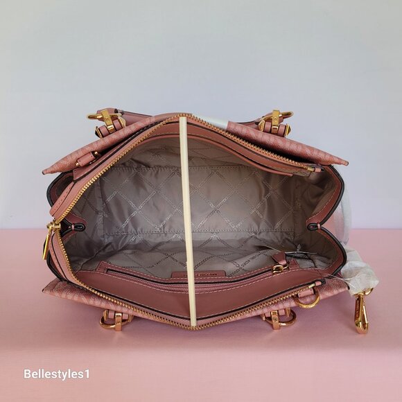 MICHAEL KORS Marilyn Medium Signature Logo Satchel-Sunrise Rose Multi ⭐ - Picture 12 of 16